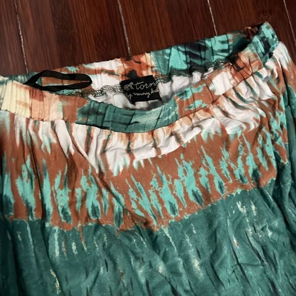 Teal Tye Dye Shorts Romper - Elastic Band Waist - NEVER Worn - Size Small - Picture 5 of 6